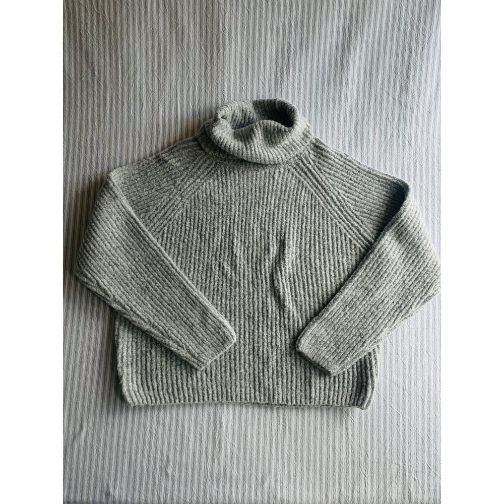 LAST CHANCE! Garage‎ Women Gray Ribbed Knit Turtleneck Sweater Raglan Sleeve Med